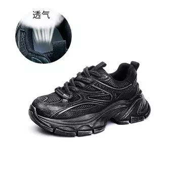 Leather dad shoes women s 2025 spring new casual sports running shoes versatile platform heightening shoes retro women s shoes 35