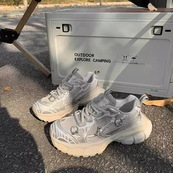 Leather dad shoes women s 2025 spring new thick-soled versatile breathable polish outdoor casual sports shoes running shoes tide 35 шампанского