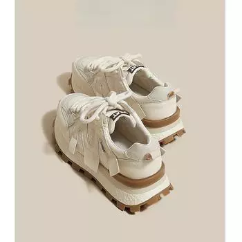 Leather Daddy Shoes Women s Spring New Platform and Lightweight Waffle Forrest Gump Shoes Versatile Casual Sneakers 35