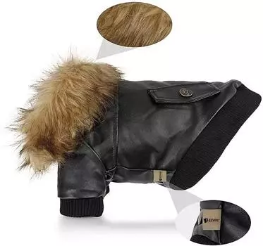 Leather Dog Coats Waterproof Dog Winter Coat Puppy Jackets for Small to Medium Dogs clothes for pets dog clothes winter S чёрный