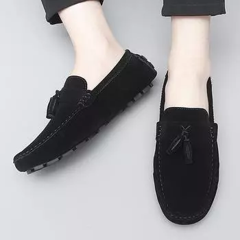 Leather Fashion Walking Shoes Men Handmade Mens Slip on Casual Shoes Lightweight Men Business Flats Classic Men Wedding Loafers 36 красный