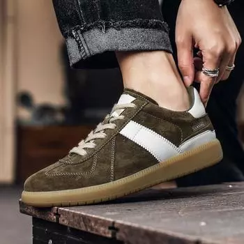 Leather Fashion Walking Shoes Men New Arrival Skate Shoes Men Luxury Brand Mens Lace-Up Sneakers Male Comfortable Outdoor Flats 39 серый