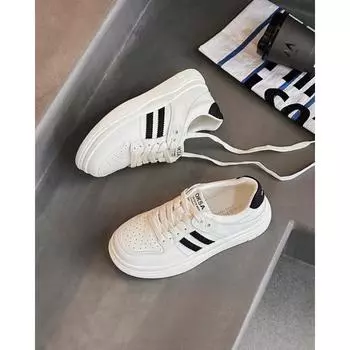Leather flat-bottomed versatile little white shoes women s new spring thick-soled retro soft-soled casual board shoes 35