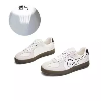 Leather German training shoes 2025 autumn new thick-soled heightening Forrest Gump shoes casual little white shoes women s versatile sports board shoe 35