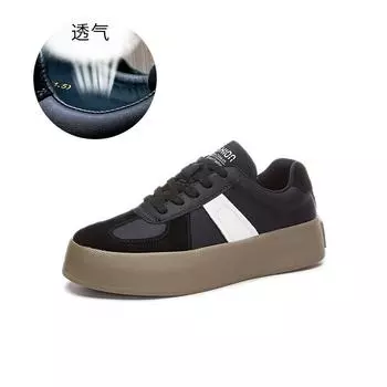 Leather German training shoes women s 2025 spring new flat-bottomed low-top board shoes versatile little white shoes women s casual retro women s sho 35