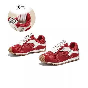 Leather German training shoes women s 2025 autumn new crooked head sports shoes flat running Forrest Gump shoes comfortable casual women s shoes 35