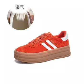 Leather German training shoes women s 2025 spring and summer new platform white shoes women s casual height increase women s shoes fashion versatile b 35