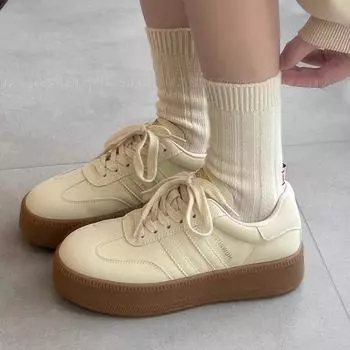 Leather German Training Shoes Women s Shoes Early Spring New Thick-soled Heightening Board Shoes Casual Sports Shoes Little White Shoes 35