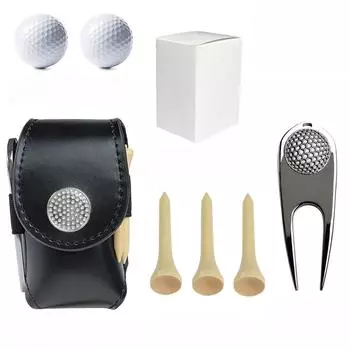 Leather Golf Ball Bag Waist Bag Golf Ball Divot Tools Accessories Portable Carry Bag коричневый