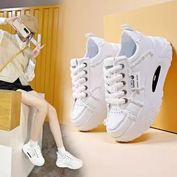 Leather high-end little white shoes women s platform bread women s shoes autumn new student versatile casual board shoes 35