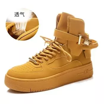 Leather high-top women s shoes 2025 spring new casual thick baseplate shoes fashionable versatile little white shoes women s flat single 35