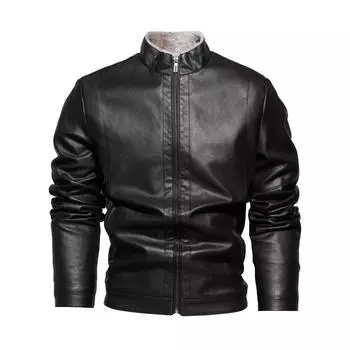 Кожаная куртка мужская кожаная куртка в корейском стиле осенне-зимняя мужская ветрозащитная мотоциклетная кожаная куртка L