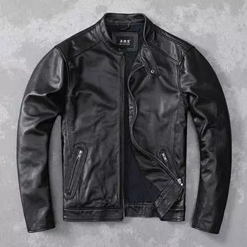 Кожаная куртка мужская из натуральной кожи первого слоя коровьей кожи классическая облегающая короткая куртка большого размера из чистой кожи Locomotive S