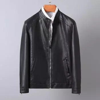 Кожаная куртка мужская тонкая в корейском стиле, красивая и модная, весна-осень, мужская парка, мотоциклетный костюм, зеленая тонкая кожаная куртка M