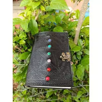 Кожаный блокнот для записей, черная пентаграмма, тисненый блокнот для письма, кожаный дневник, офисный дневник, альбом для зарисовок в колледже, 5 x 7 дюймов 7 x 5 in чёрный