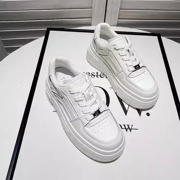 Leather little white shoes children s thick-soled heightening women s shoes 2025 spring and summer new versatile soft-soled casual sports shoes 35