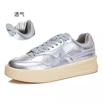 Leather little white shoes women s 2025 spring new women s campus wind board shoes sports and leisure single shoes women s versatile women s shoes 35