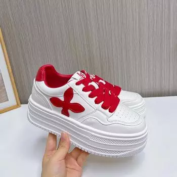 Leather little white shoes women s 2025 spring new muffin platform single shoes women s height-increasing sports women s shoes versatile shoes childre 35