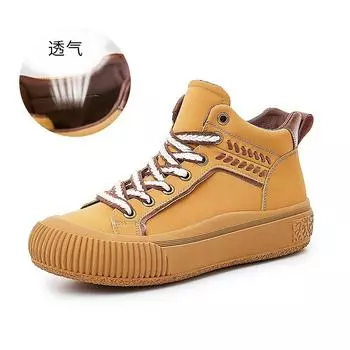 Leather little white shoes women s 2025 spring and summer new women s platform casual single shoes women s flat-bottomed sports high-top women s shoes 35