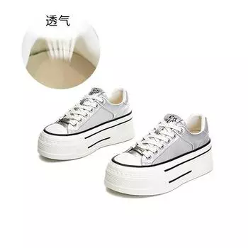 Leather little white shoes women s 2025 spring new thick-soled heightening board shoes women s casual versatile muffin shoes sports women s shoes 35
