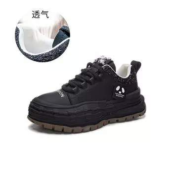 Leather little white shoes women s 2025 spring new thick-soled heightening bread shoes women s casual muffin shoes women s versatile women s shoes 35