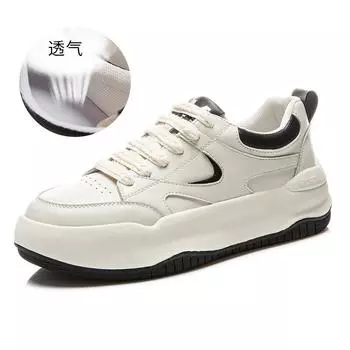 Leather little white shoes women s 2025 spring new women s platform breathable board shoes women s casual height increase commuter women s shoes tide 35