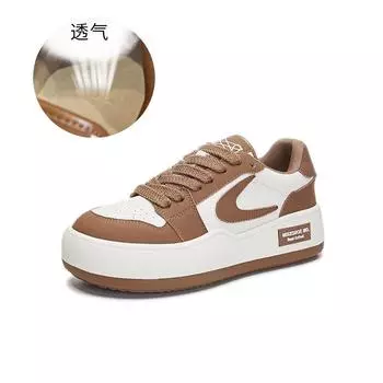 Leather little white shoes women s 2025 spring new women s retro color matching board shoes women s sports flat shoes casual women s shoes 35