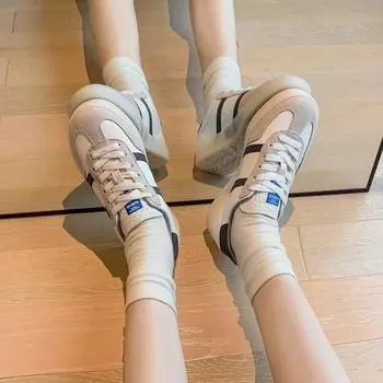 Leather little white shoes women s 2025 new versatile classic color matching casual sports Forrest Gump shoes flat baseplate shoes women 35