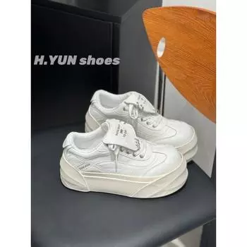 Leather little white shoes women s autumn new heightening platform sports shoes women s solid color versatile comfortable casual muffin shoes 35 белый