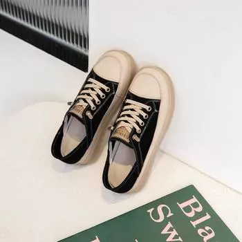 Leather little white shoes women s new summer and autumn retro beef tendon soft-soled casual board shoes pregnant women one-pedal single shoes 35 чёрный