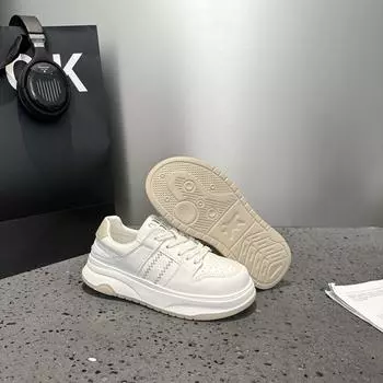 Leather little white shoes women s shoes autumn new versatile thick baseplate shoes lightweight sports and leisure shoes 35 абрикосовый