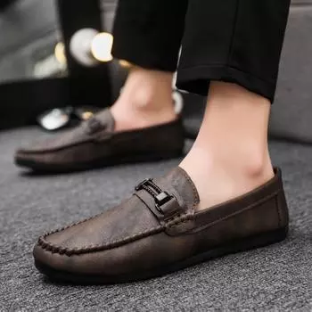 Leather Loafers for Men Fashionable Men s Casual Shoes Summer Comfortable Male Formal Shoes Slip-on Men s Flats Chaussure Hommes 39