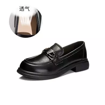 Leather loafers women s 2025 autumn new women s British style small leather shoes one pedal women s shoes small fragrant style single shoes 35
