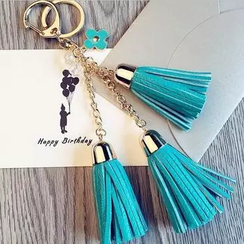 Leather Long Tassel Flower Keychain Wrench Keyring Bag Purse Phone Charm Pendant Cute Keychains Fashion Key Chains for Women C