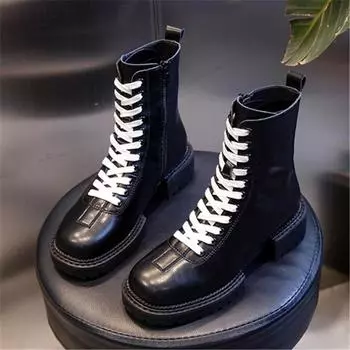 Leather Martin boots 2025 new autumn and winter British style retro platform short boots children s medium tube casual women s shoes trend 35