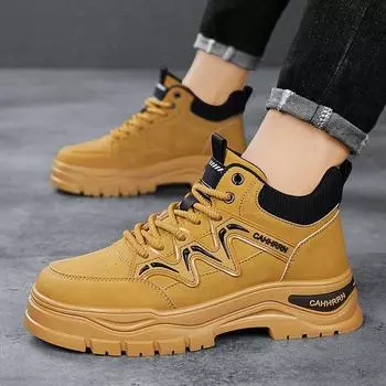 Leather Martin boots men s autumn and winter 2024 new high-top tooling men s shoes autumn middle-top rhubarb boots men s 39