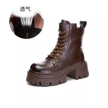 Leather Martin boots women s 2025 autumn and winter new women s high-heeled retro polished short boots casual versatile thin women s boots 35