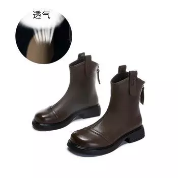 Leather Martin boots women s 2025 autumn and winter new thick heel retro British style short boots casual versatile low boots children 35