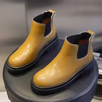 Leather Martin Boots Women s Autumn 2025 New Short Boots Thick Heel Casual Boots Women s Chelsea Smoke Boots Women s Boots Tide 35