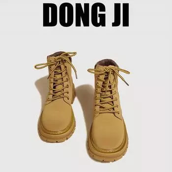 Leather Martin boots women s ins tide 2024 new British style big head short boots versatile rhubarb boots 35 верблюд