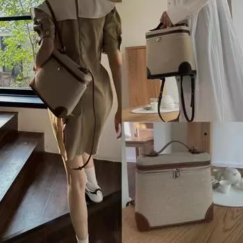 Leather Match Canvas Backpack Handbag All Fashion Travel Backpack Color School Bag