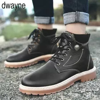 leather men boots man shoes with fur male winter boots warm snow boots waterproof work edf56 39 чёрный