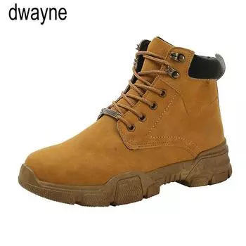 leather Men boots Winter ankle boots fashion shoes Lace Up Shoes For men high quality Vintage Mens shoes winter boots 39 чёрный