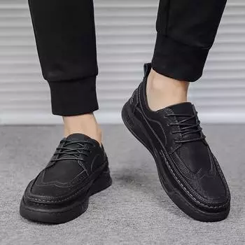 Кожаная мужская повседневная обувь, летняя модная обувь для мужчин, удобная обувь на платформе для ходьбы, мужская обувь класса люкс, мужская обувь 38 чёрный