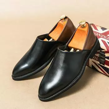 Leather Men s Casual Shoes 2024 new Spring autumn Men Shoes handmade Leather Men Loafers outdoor men moccasins 6.5 чёрный