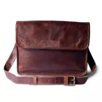 Leather Men s Messenger Shoulder Laptop Under Budget Bag Briefcase Vintage 16 x 12 x 5 in