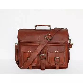 Leather Men s Messenger Shoulder MacBook Air Laptop Bag Briefcase Vintage 13 x 10 x 4 in