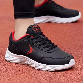 Leather men s shoes autumn and winter velvet cotton sneakers soft-soled running shoes waterproof casual shoes men s shock-absorbing lightweight runnin 38