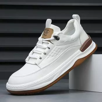 Leather men s shoes spring versatile trend breathable little white shoes men s summer hollow hole leather shoes men s casual board shoes 38