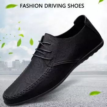 Leather Men Shoes Fashion Formal Mens Shoes Moccasins Italian Breathable Male Driving Shoes Black Plus Size Zapatos Para Hombres 38 чёрный